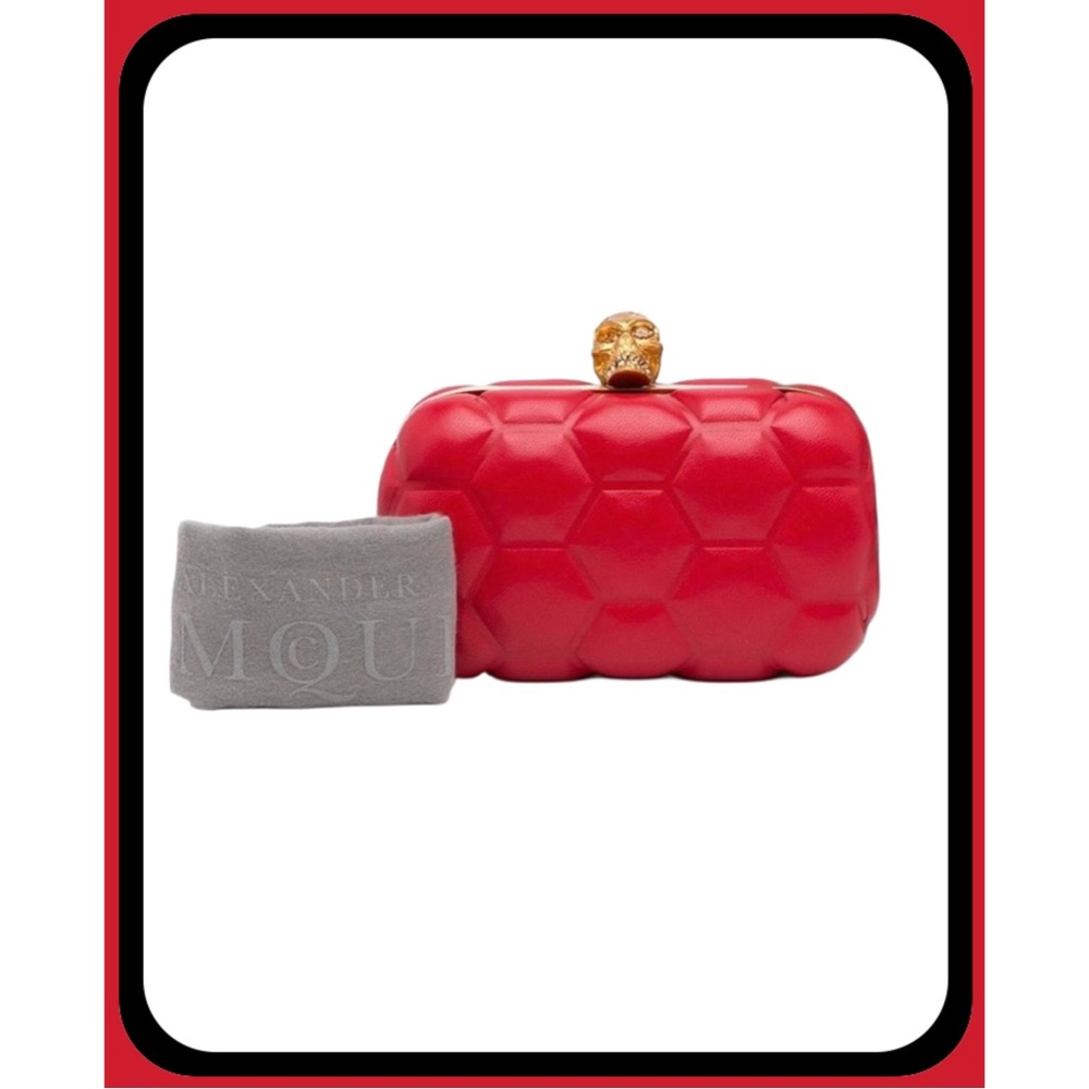 Alexander McQueen Red Geometric Skull Clutch - Picture 7 of 10